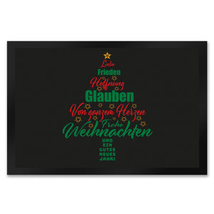 Christbaum Fußmatte in 35x50 cm mit Spruch Frohe Weihnachten und gutes neues Jahr