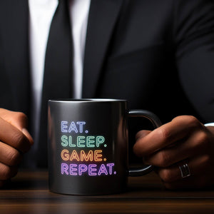 EAT SLEEP GAME REPEAT Tasse für Zocker und Gamer