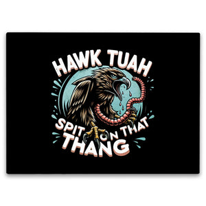 Hawk Tuah Falke mit Regenwurm Schneidebrett aus Glas mit Spruch Spit on that thang