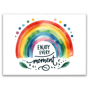 Regenbogen Schneidebrett aus Glas mit Spruch Enjoy every moment