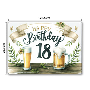 Happy Birthday 18 Bier Schneidebrett aus Glas