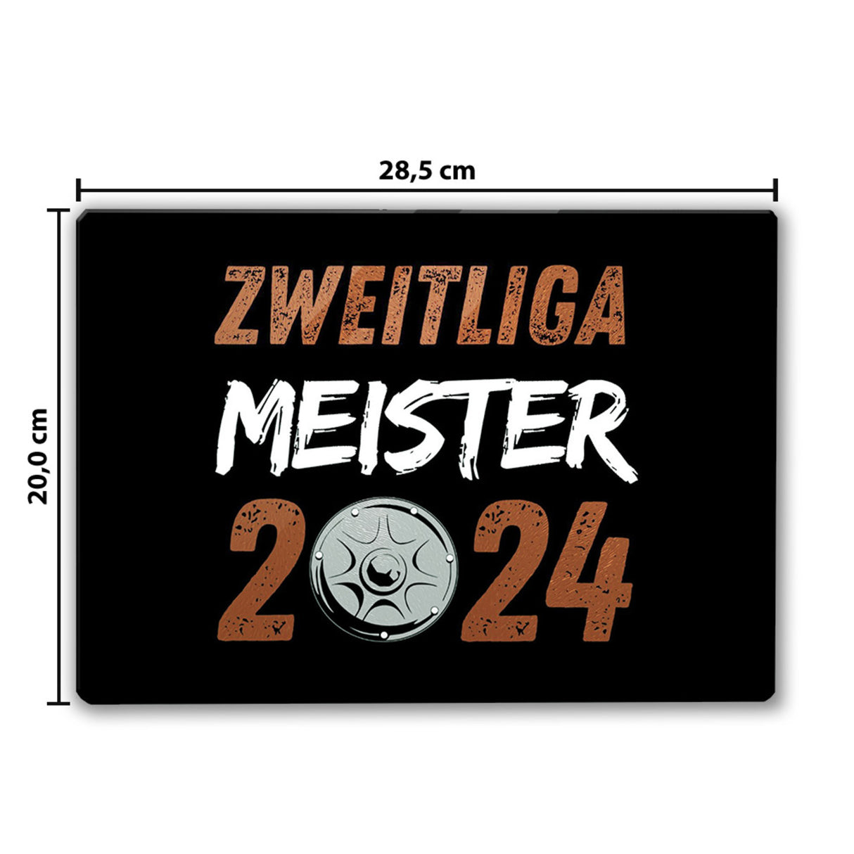 St. Pauli Meisterschale Schneidebrett aus Glas mit Spruch Zweitliga Meister 2024