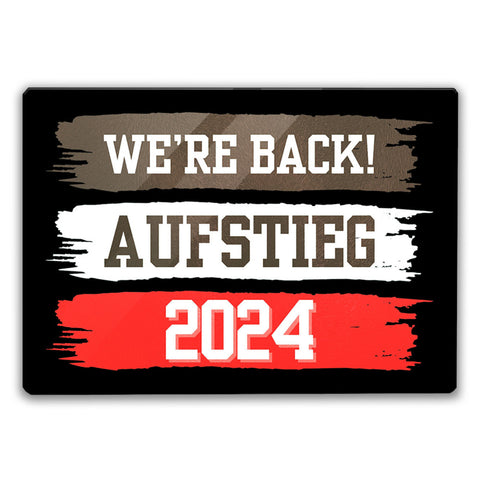 St Pauli Aufstieg 2024 Schneidebrett aus Glas mit Spruch We're back