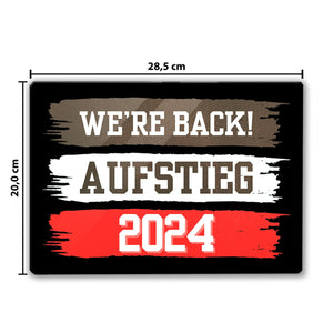 St Pauli Aufstieg 2024 Schneidebrett aus Glas mit Spruch We're back