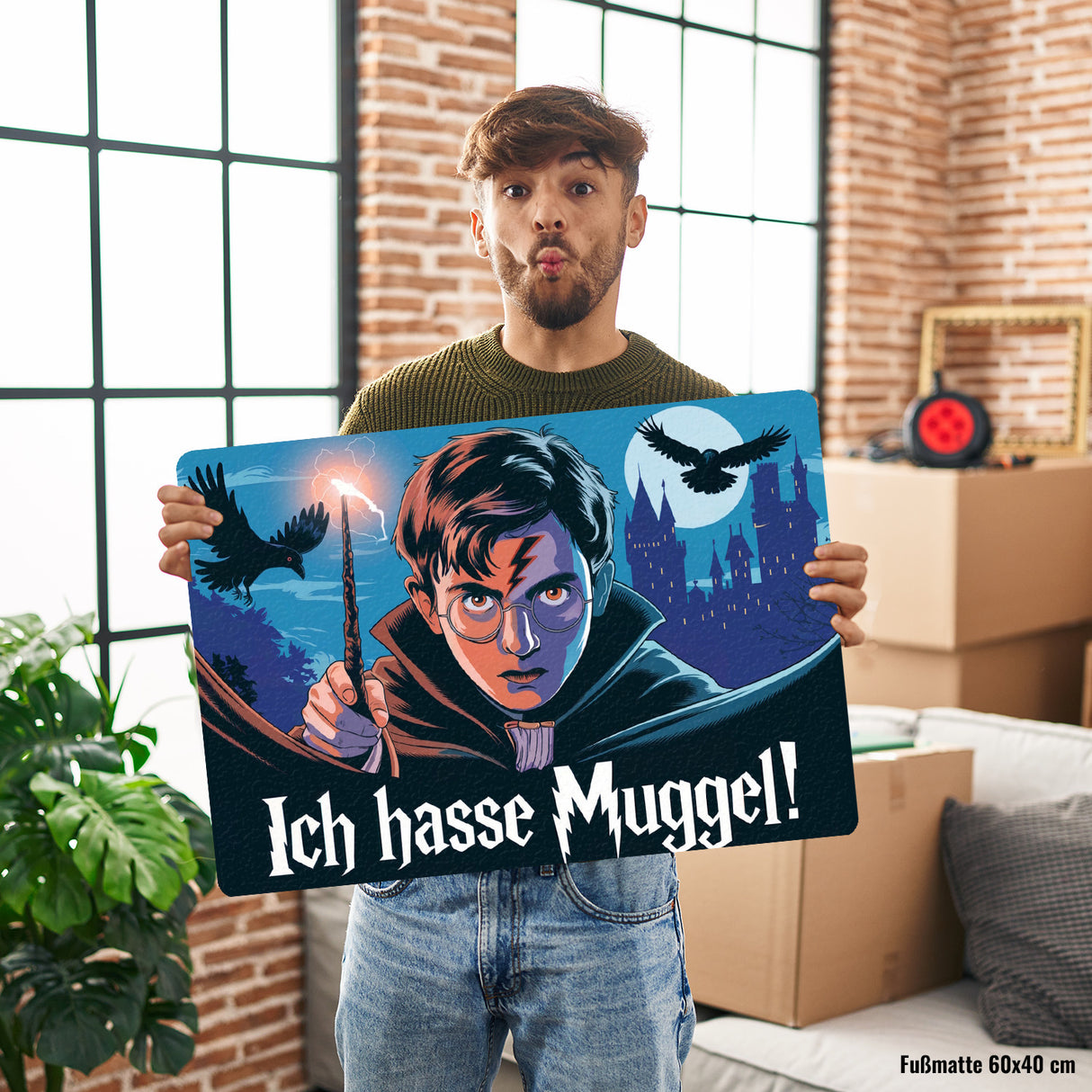 Grimmiger Zauberlehrling - Ich hasse Muggel Fußmatte in 35x50 cm ohne Rand