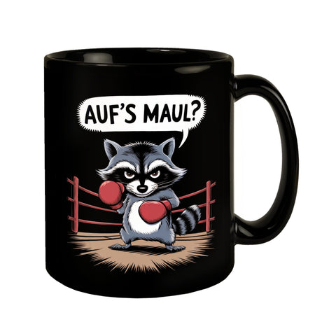 Waschbär mit Boxhandschuhen - Aufs Maul Tasse