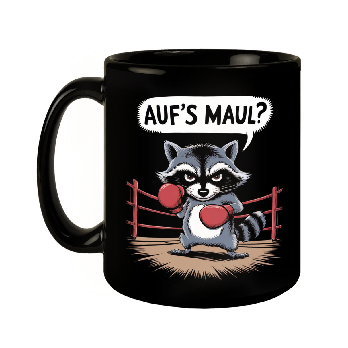 Waschbär mit Boxhandschuhen - Aufs Maul Tasse