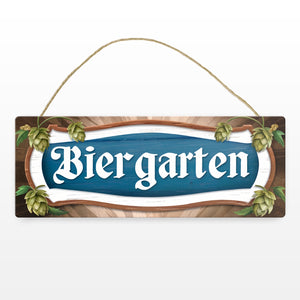 Biergarten Metallschild -weiß