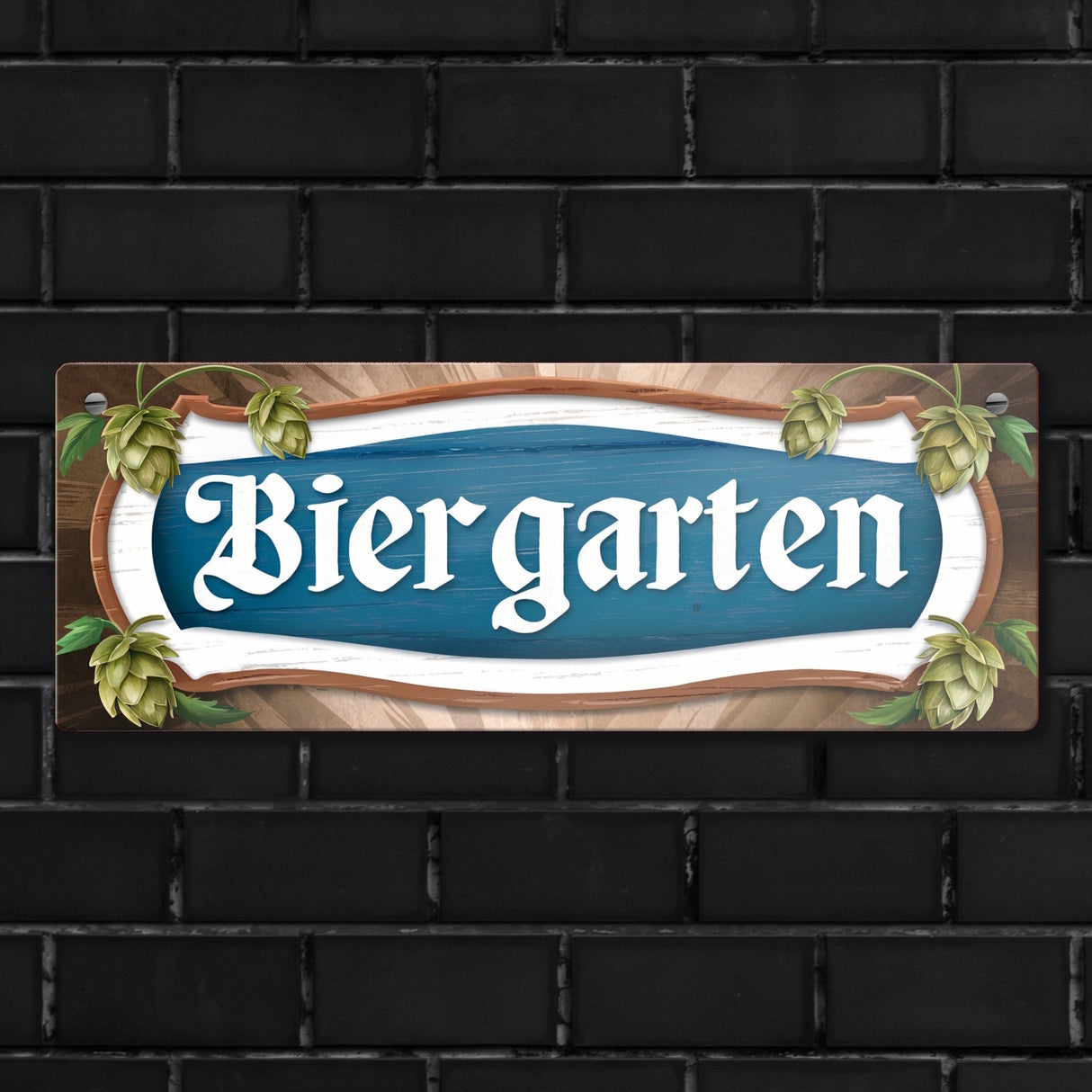 Biergarten Metallschild -weiß