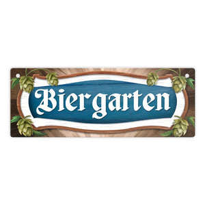 Biergarten Metallschild -weiß