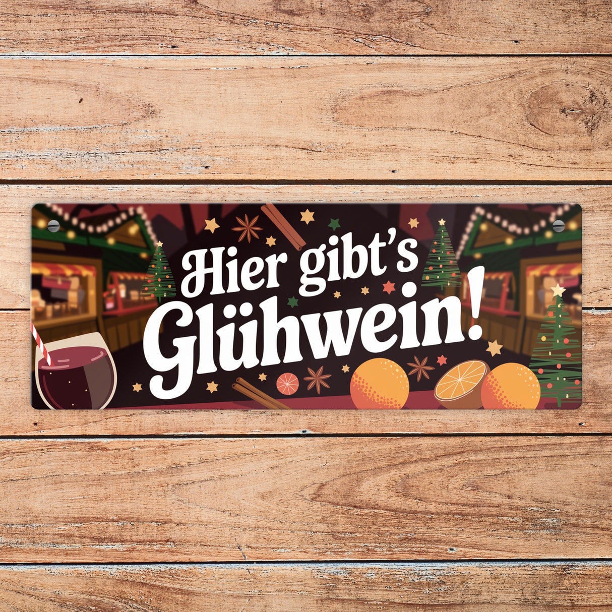 Hier gibts Glühwein Metallschild