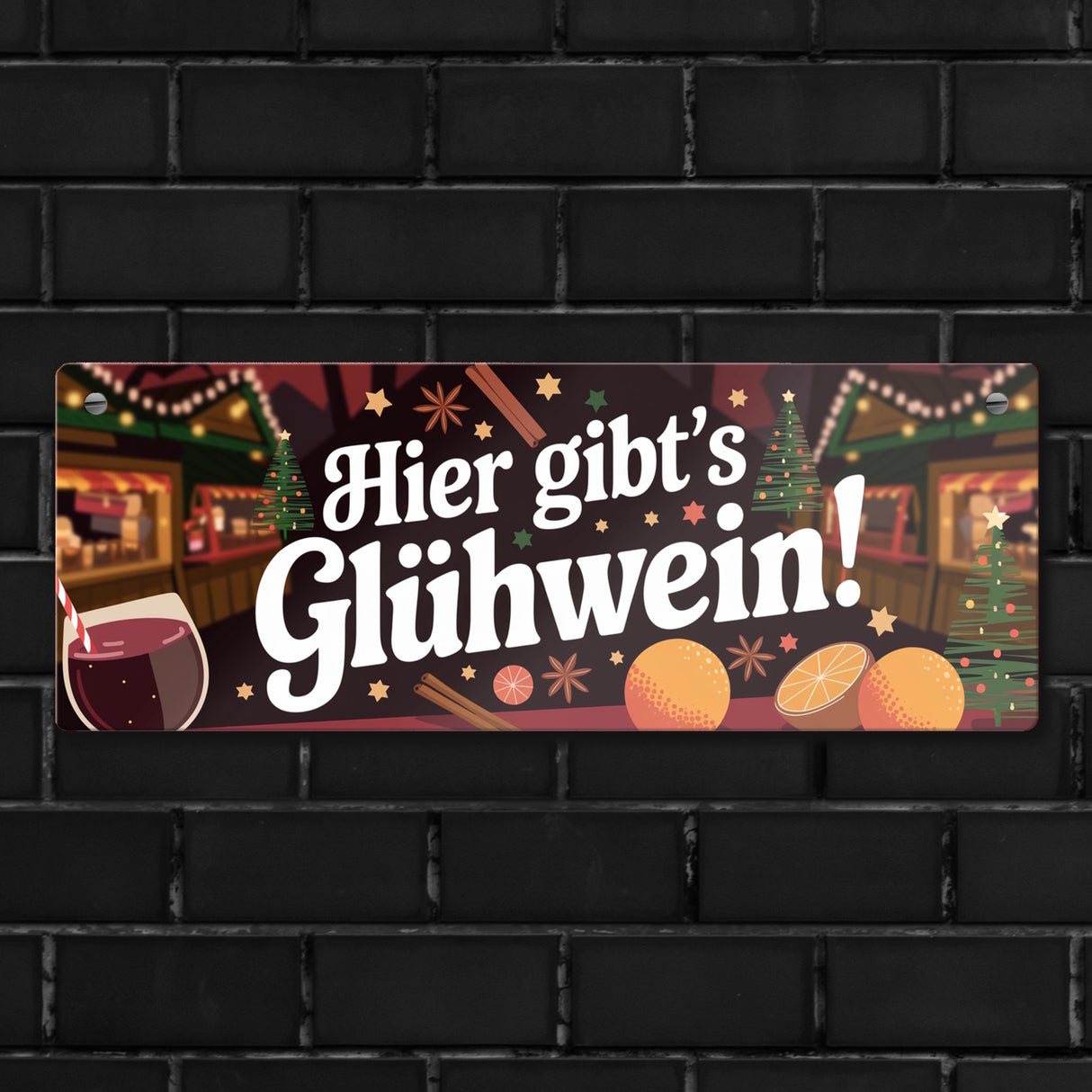 Hier gibts Glühwein Metallschild