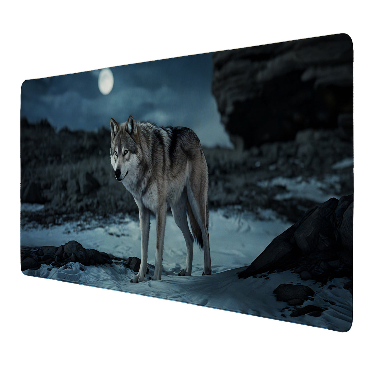 Wolf im Mondlicht Schreibtischunterlage 69x31cm XXL Mauspad - Mystische Tierwelt für Ihr Büro