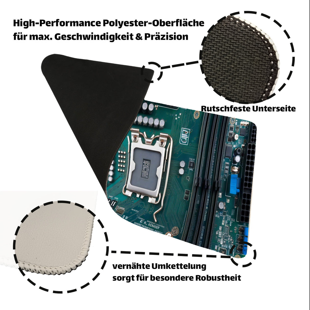 Motherboard Schreibtischunterlage 69x31cm XXL Mauspad - Technologisches Design für Ihren Arbeitsplatz