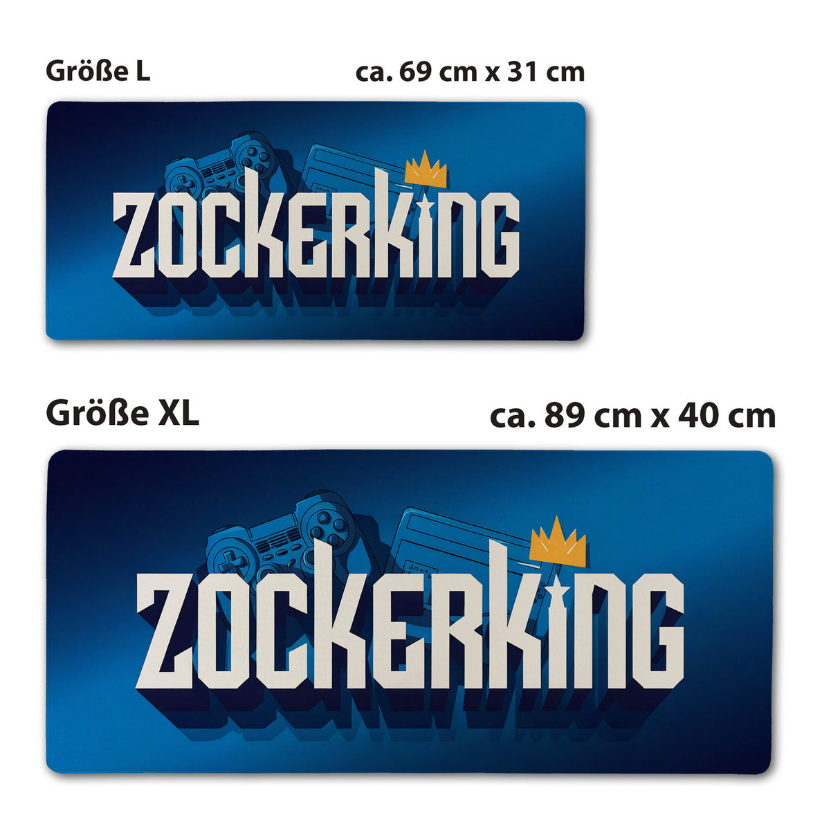 Zockerking Krone Schreibtischunterlage 69x31cm XXL Mauspad