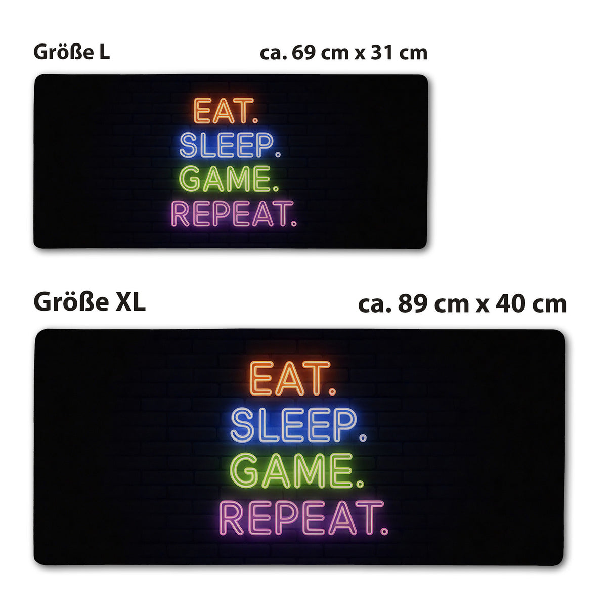 Eat Sleep Game Repeat Schreibtischunterlage 69x31cm XXL Mauspad für Zocker