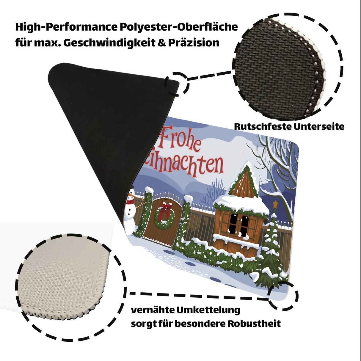 Schneemann - Frohe Weihnachten Schreibtischunterlage 69x31cm XXL Mauspad