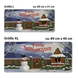 Schneemann - Frohe Weihnachten Schreibtischunterlage 69x31cm XXL Mauspad