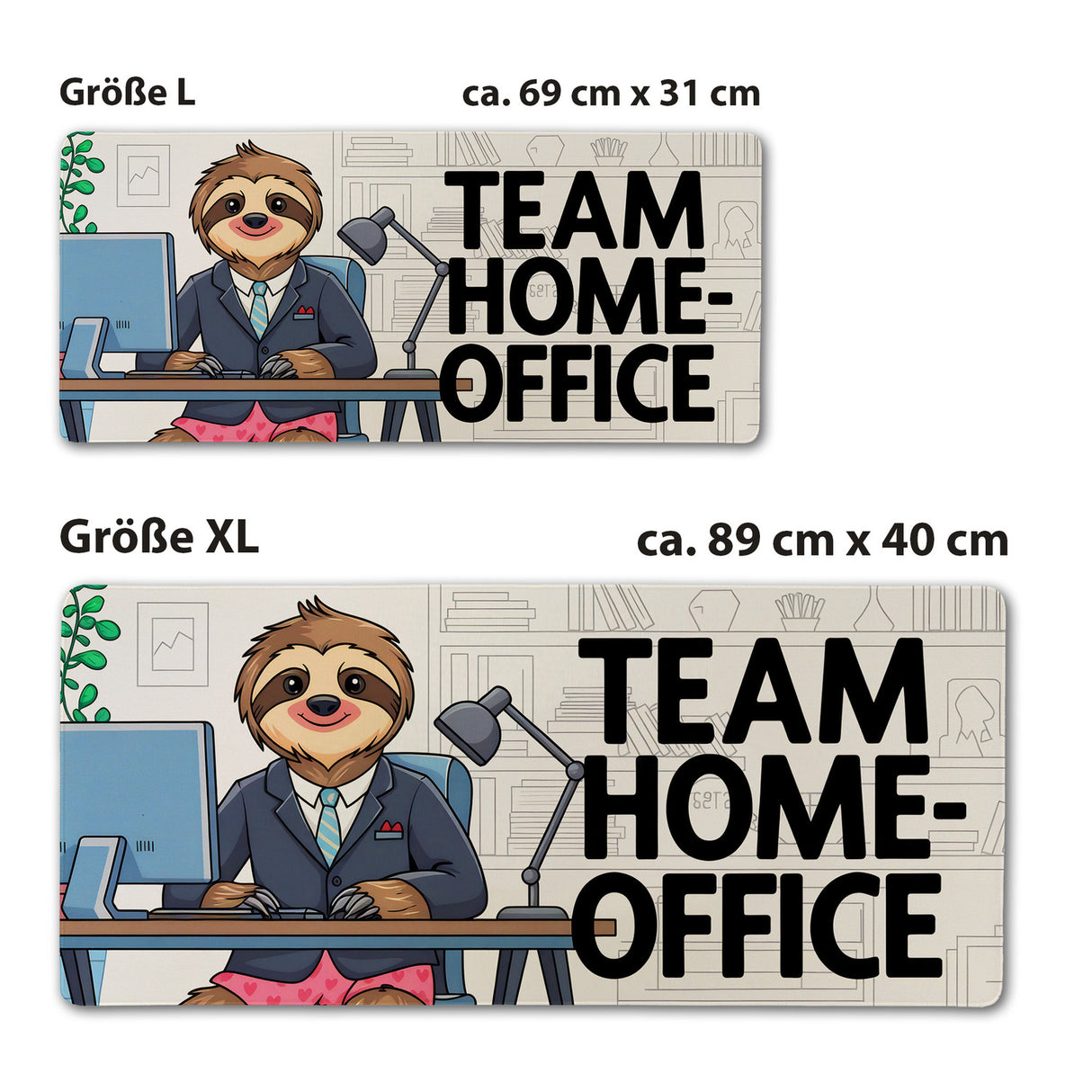 Faultier Team Homeoffice Schreibtischunterlage 69x31cm XXL Mauspad