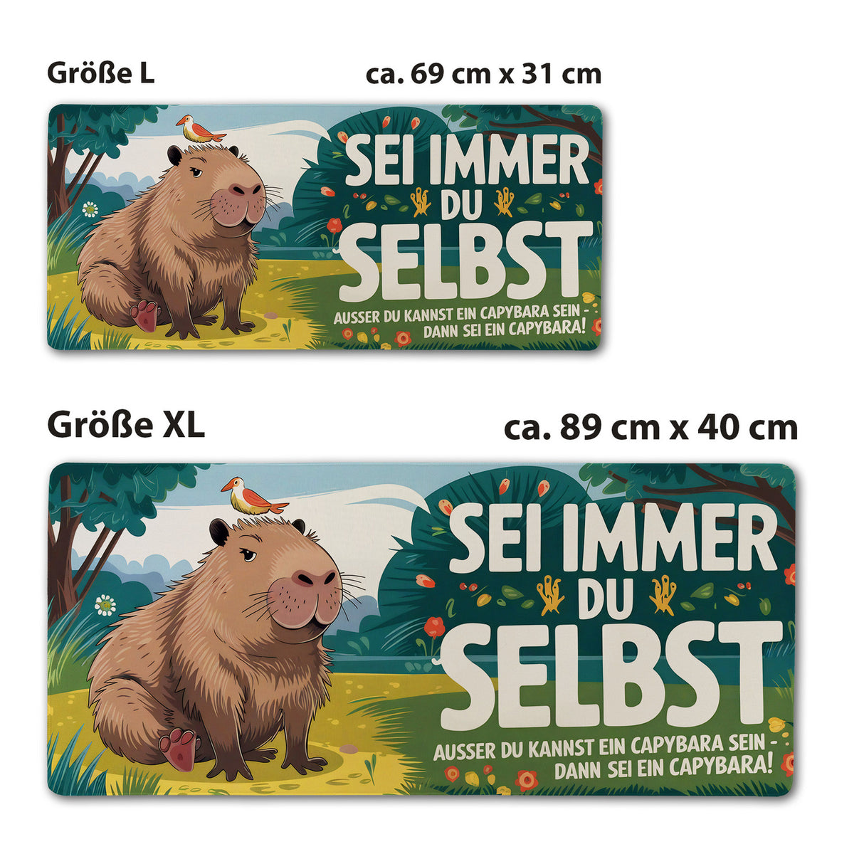 Capybara Motivation - Sei immer du selbst Schreibtischunterlage 69x31cm XXL Mauspad