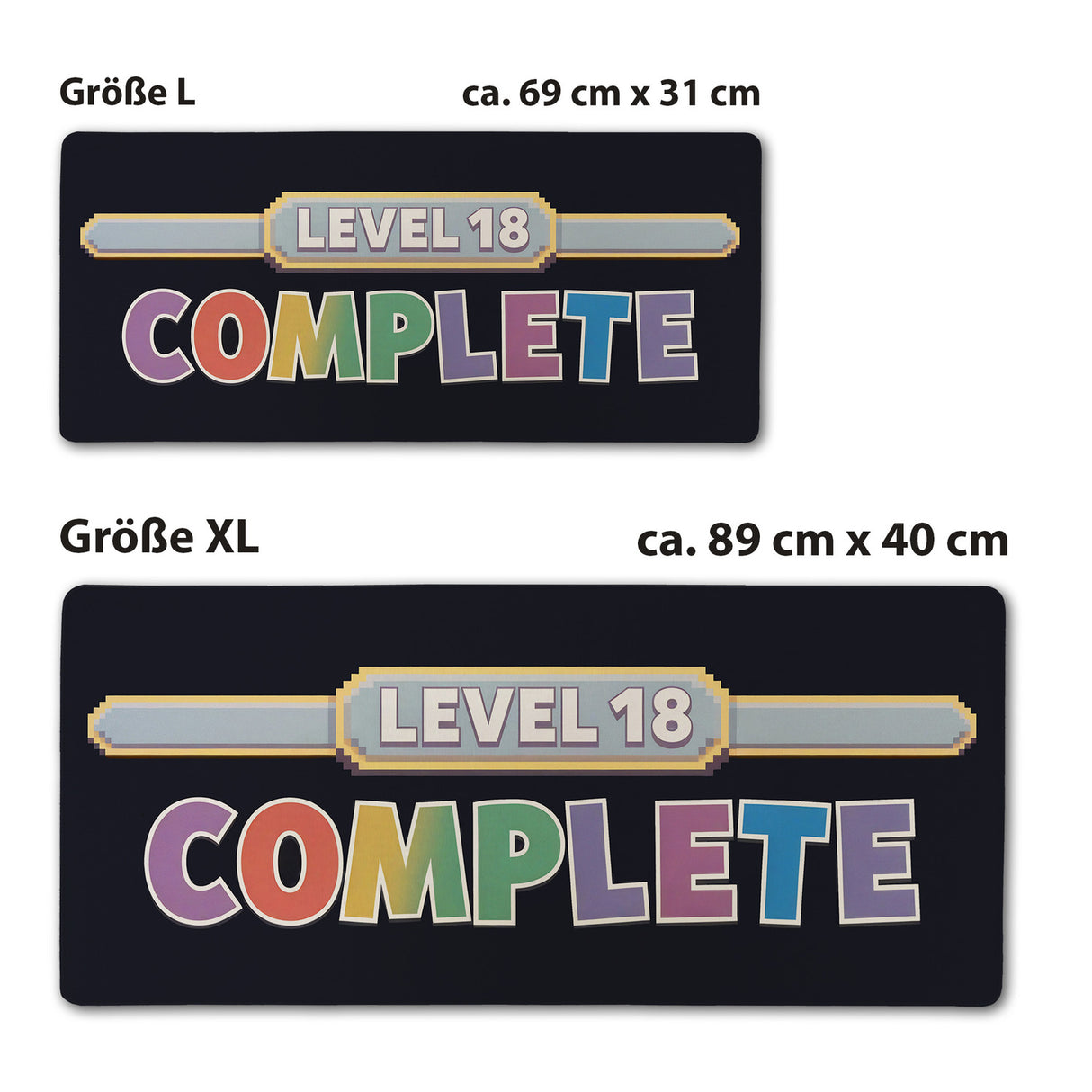 LEVEL 18 COMPLETE Pixel-Rahmen Schreibtischunterlage 69x31cm XXL Mauspad