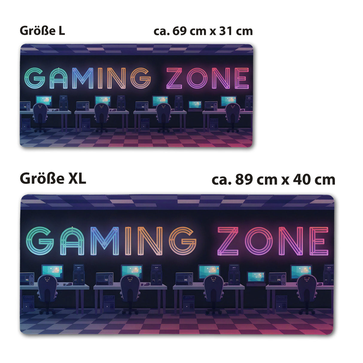 GAMING ZONE Schreibtischunterlage 69x31cm XXL Mauspad mit Gaming-Stationen