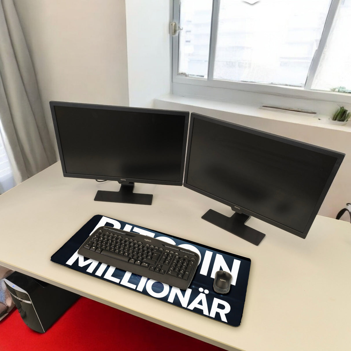 Bitcoin-Symbol Bitcoin Millionär Schreibtischunterlage 69x31cm XXL Mauspad