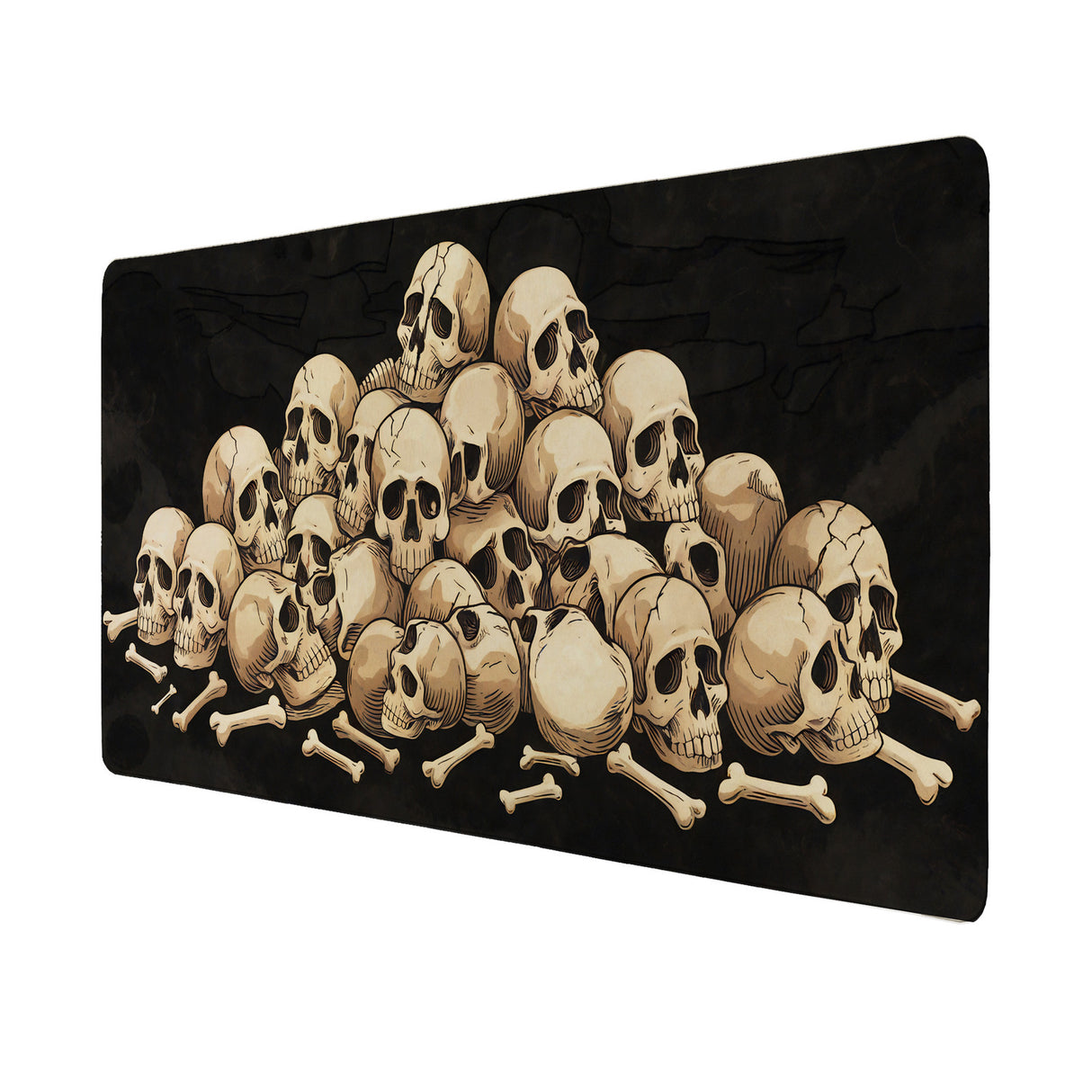 Totenkopf-Haufen Schreibtischunterlage 69x31cm XXL Mauspad - Gruseliges Design für Ihren Arbeitsplatz