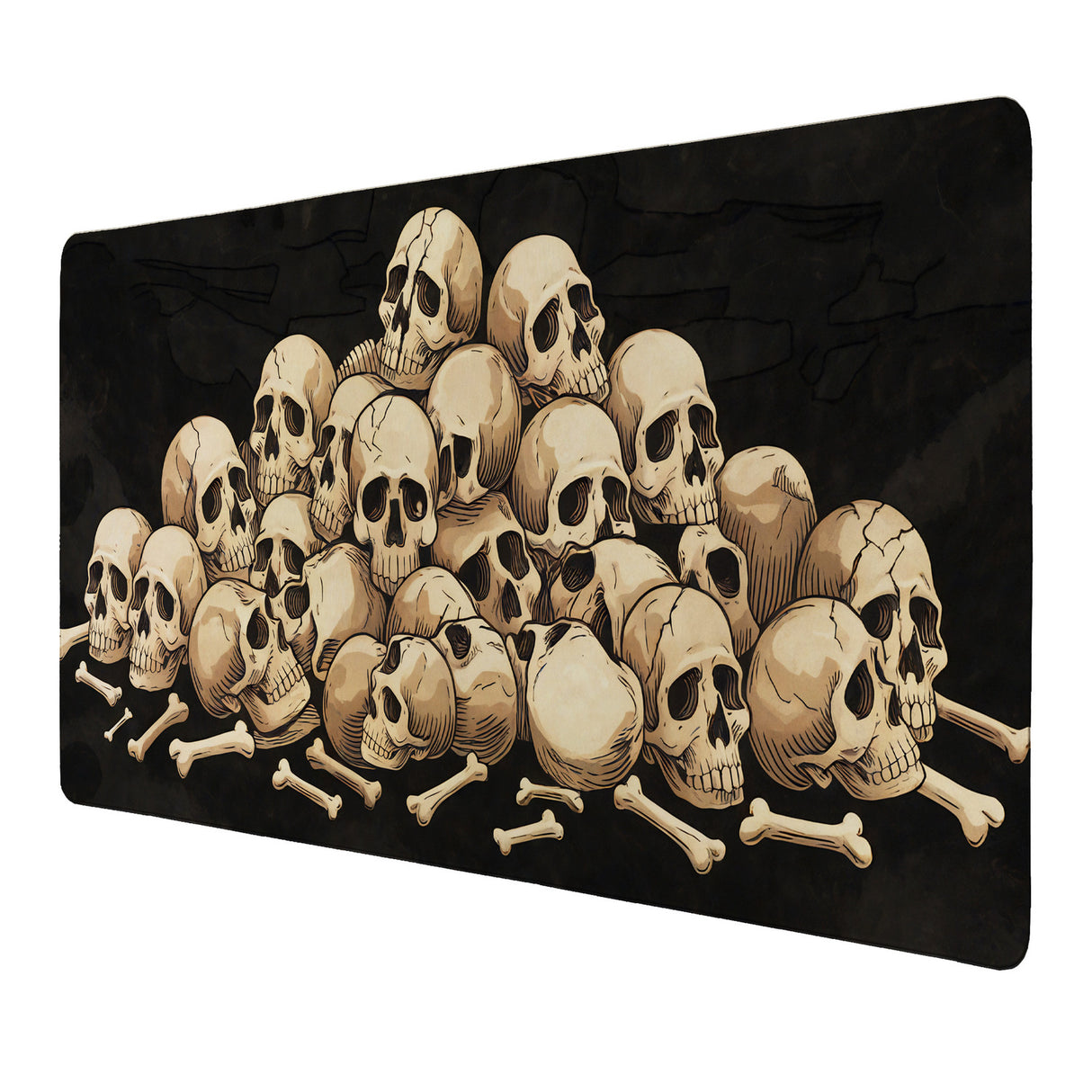 Totenkopf-Haufen Schreibtischunterlage 69x31cm XXL Mauspad - Gruseliges Design für Ihren Arbeitsplatz