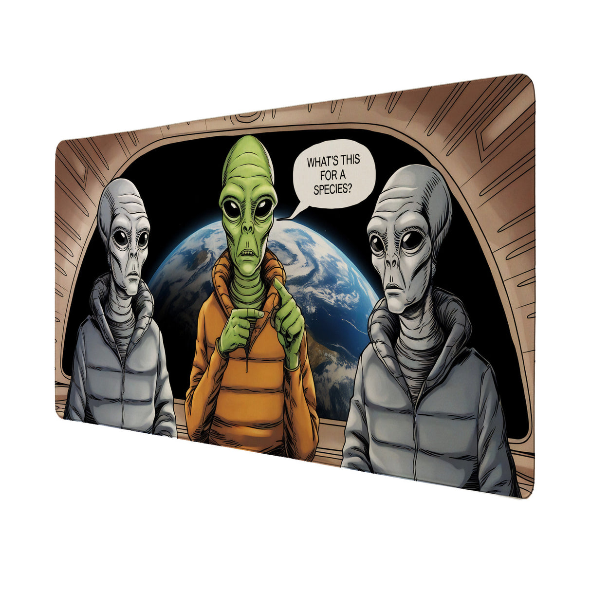 Aliens im Luftschiff - What's this species Schreibtischunterlage 69x31cm XXL Mauspad