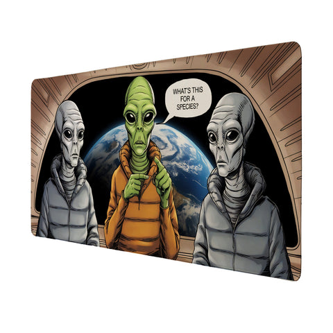 Aliens im Luftschiff - What's this species Schreibtischunterlage 69x31cm XXL Mauspad