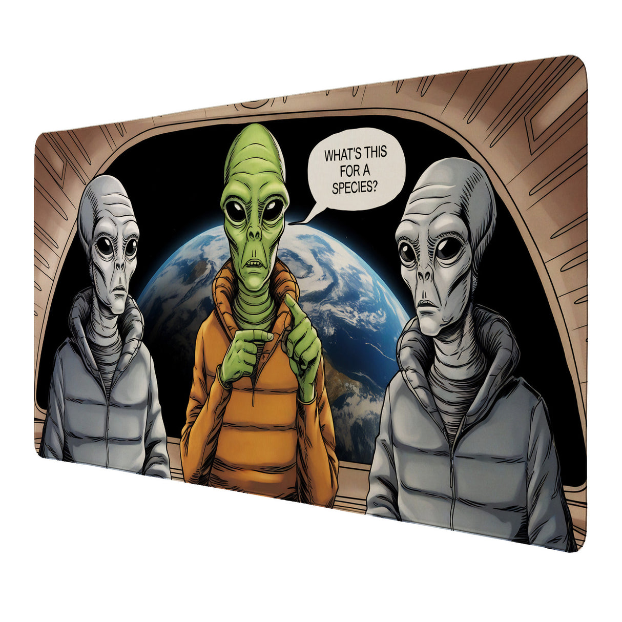 Aliens im Luftschiff - What's this species Schreibtischunterlage 69x31cm XXL Mauspad