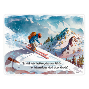 Skifahrer im Schnee - Es gibt kein Problem Metallschild in 15x20 cm