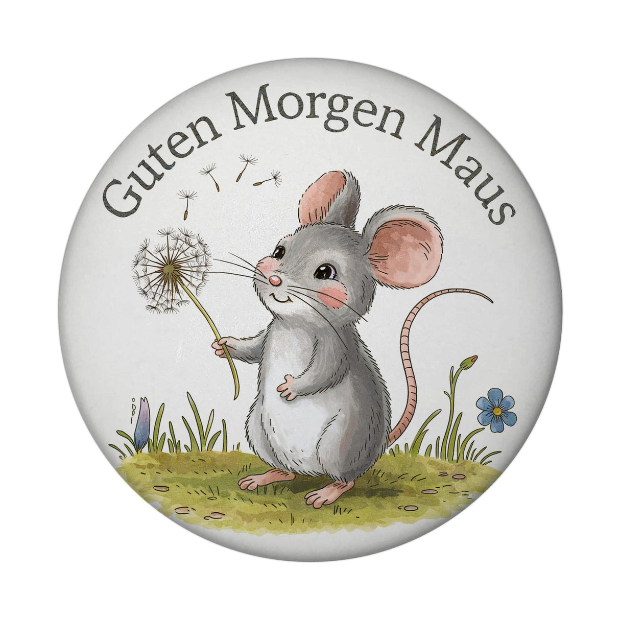 Maus mit Löwenzahn - Guten Morgen Magnet