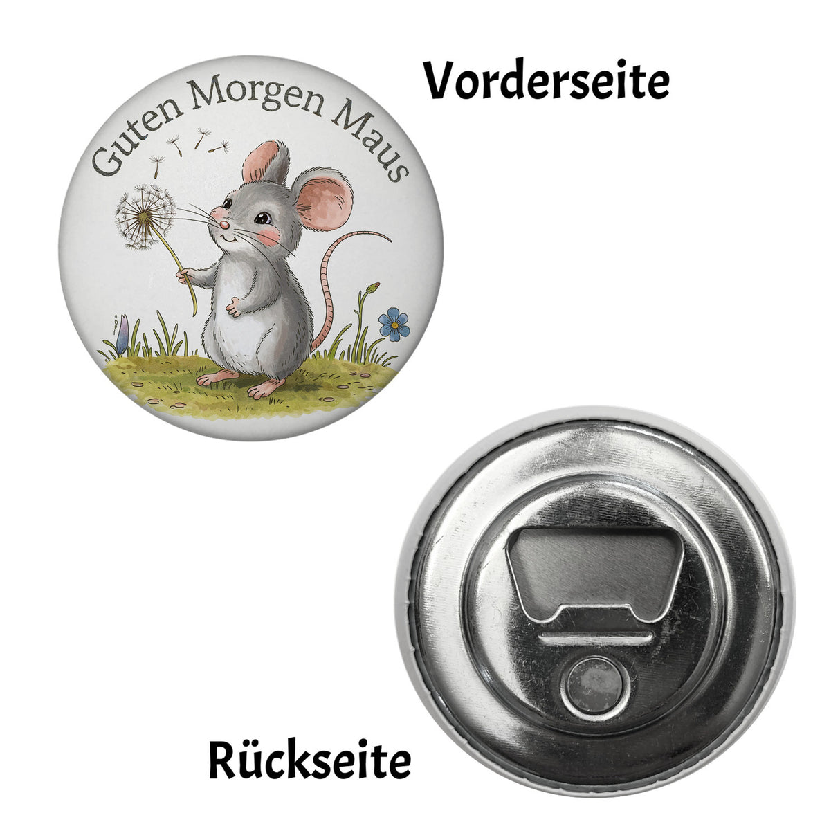 Maus mit Löwenzahn - Guten Morgen Magnet