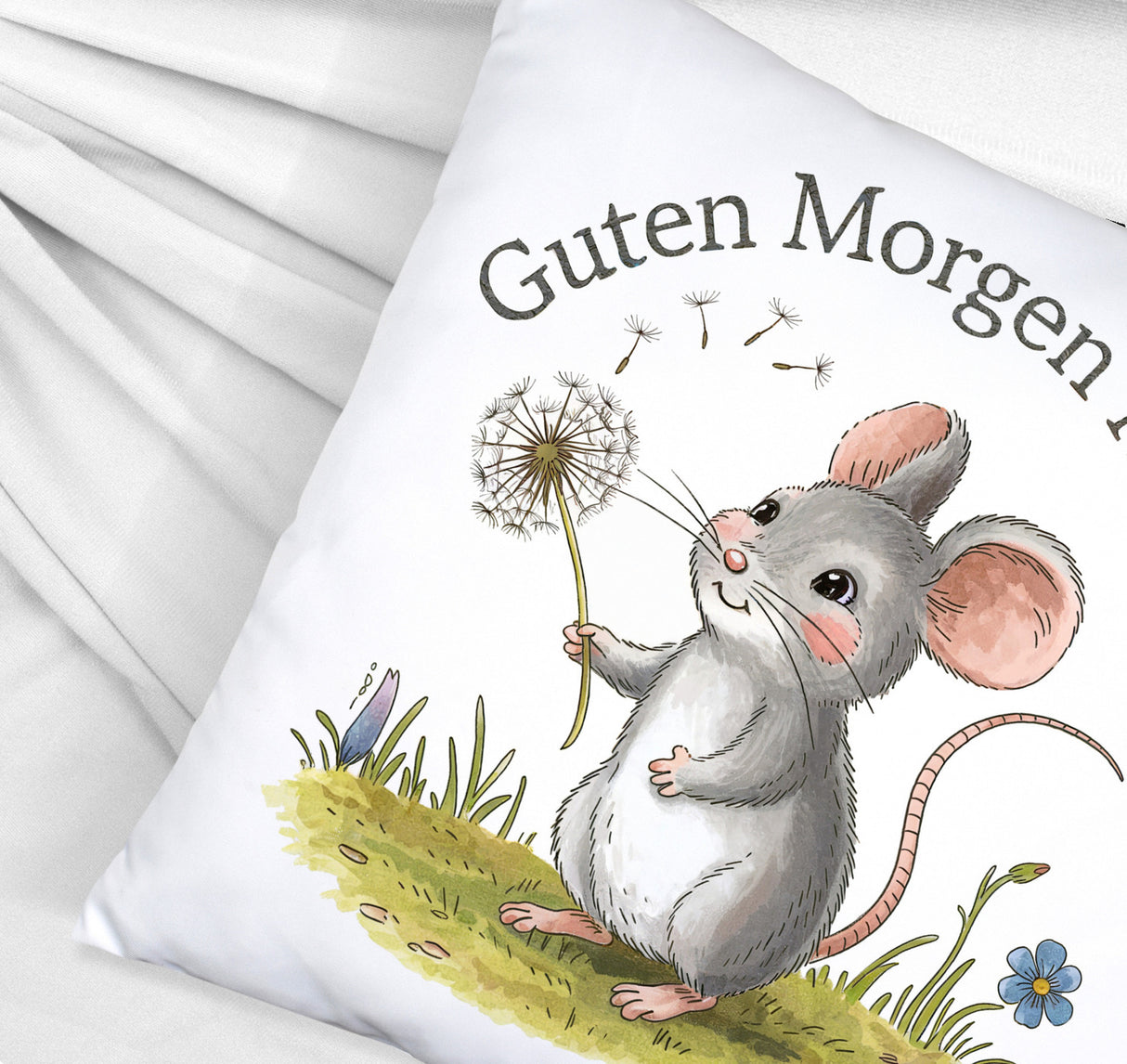 Maus mit Löwenzahn - Guten Morgen Kissen