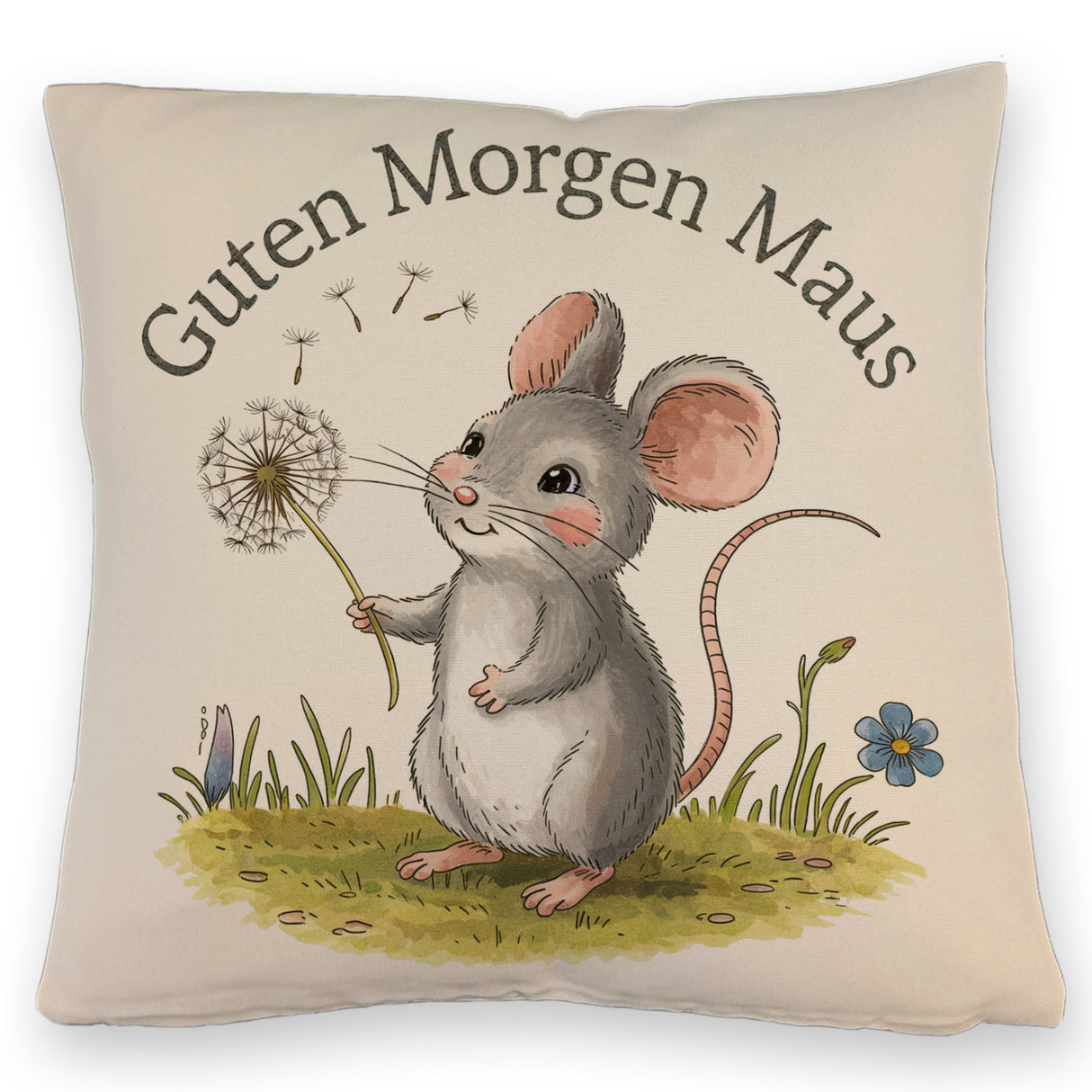 Maus mit Löwenzahn - Guten Morgen Kissen