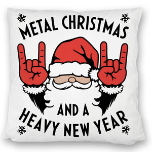 Weihnachtsmann Rockzeichen Metal Christmas Kissen