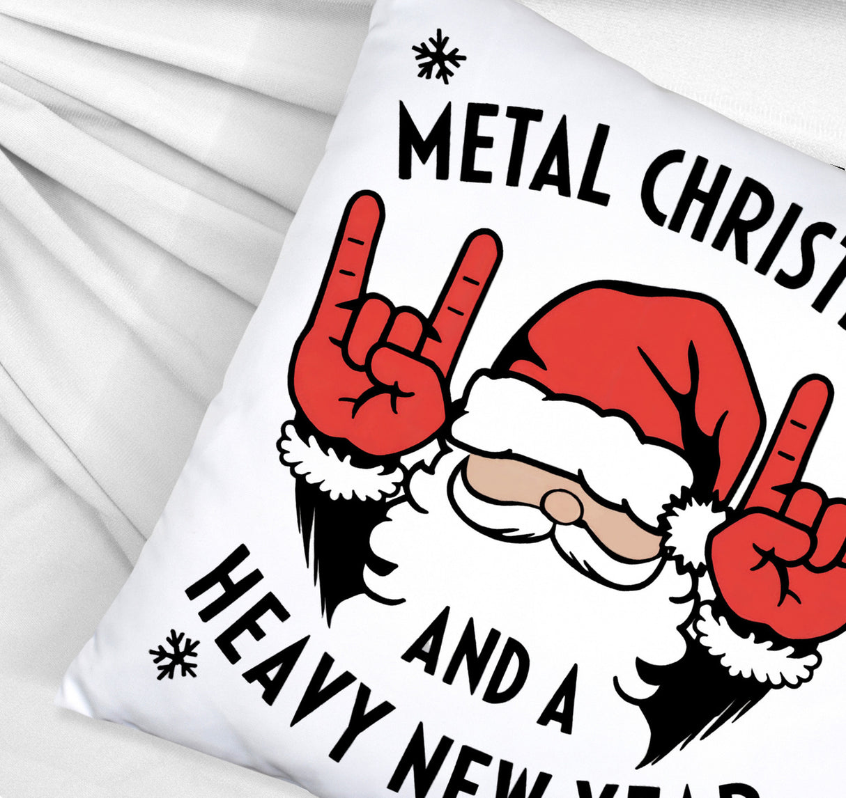 Weihnachtsmann Rockzeichen Metal Christmas Kissen