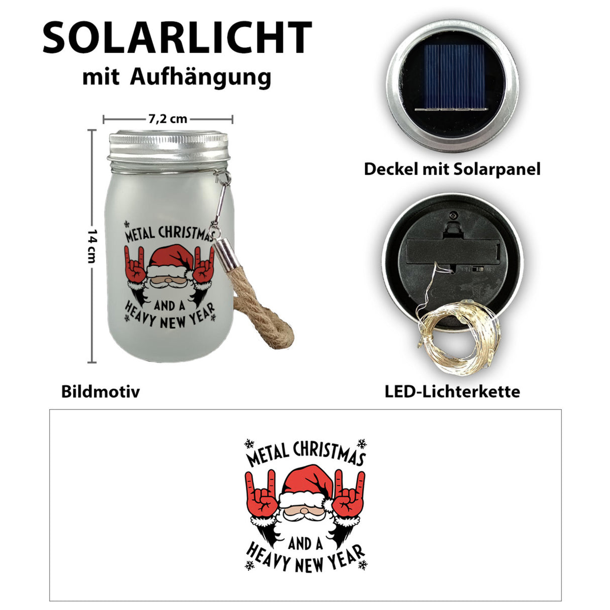 Weihnachtsmann Rockzeichen - Metal Christmas Solarlicht