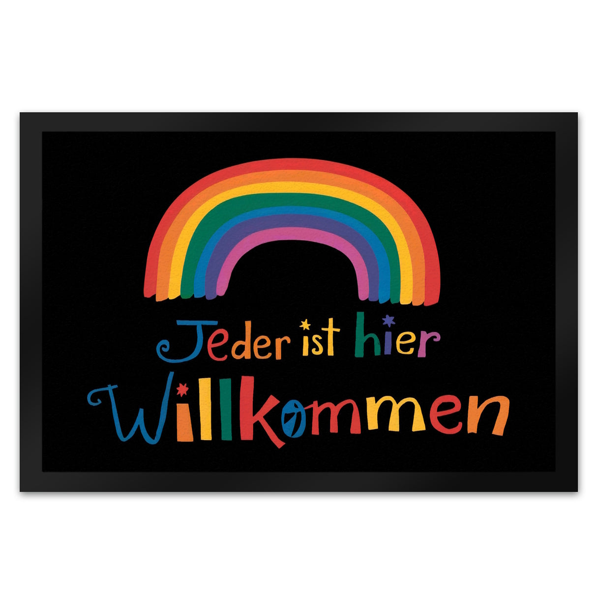 Jeder ist hier Wilkommen Regenbogen Fußmatte in 35x50 cm