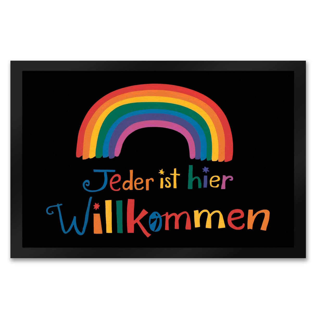 Jeder ist hier Wilkommen Regenbogen Fußmatte in 35x50 cm