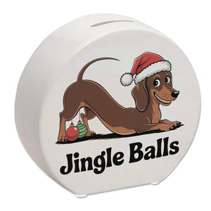 Dackel mit Weihnachtsmütze Jingle Balls Spardose