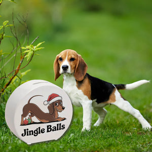 Dackel mit Weihnachtsmütze Jingle Balls Spardose