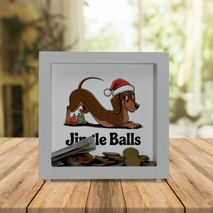 Dackel mit Weihnachtsmütze Jingle Balls Spardose