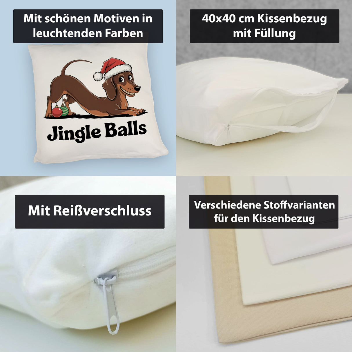 Dackel Weihnachten Jingle Balls Kissen