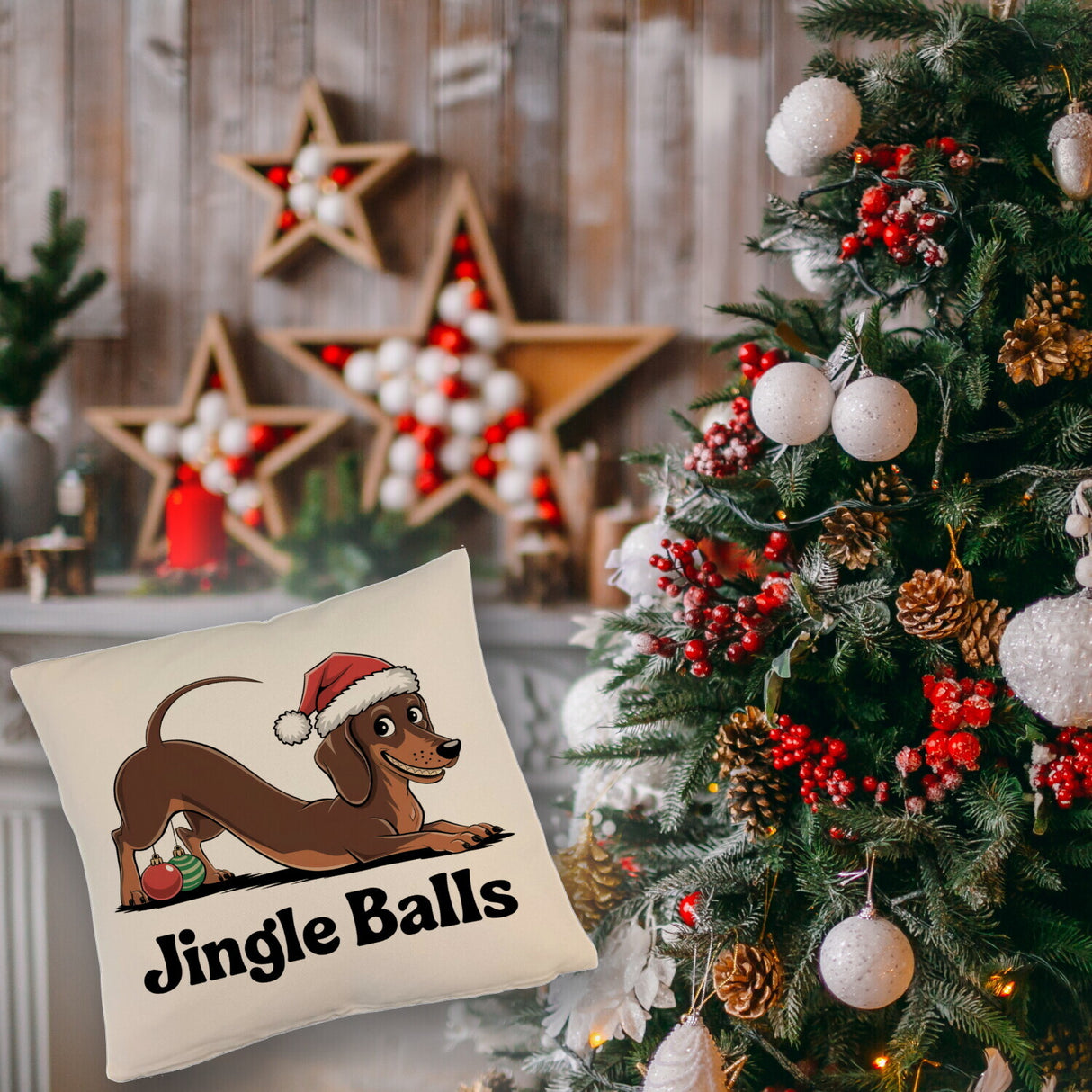 Dackel Weihnachten Jingle Balls Kissen