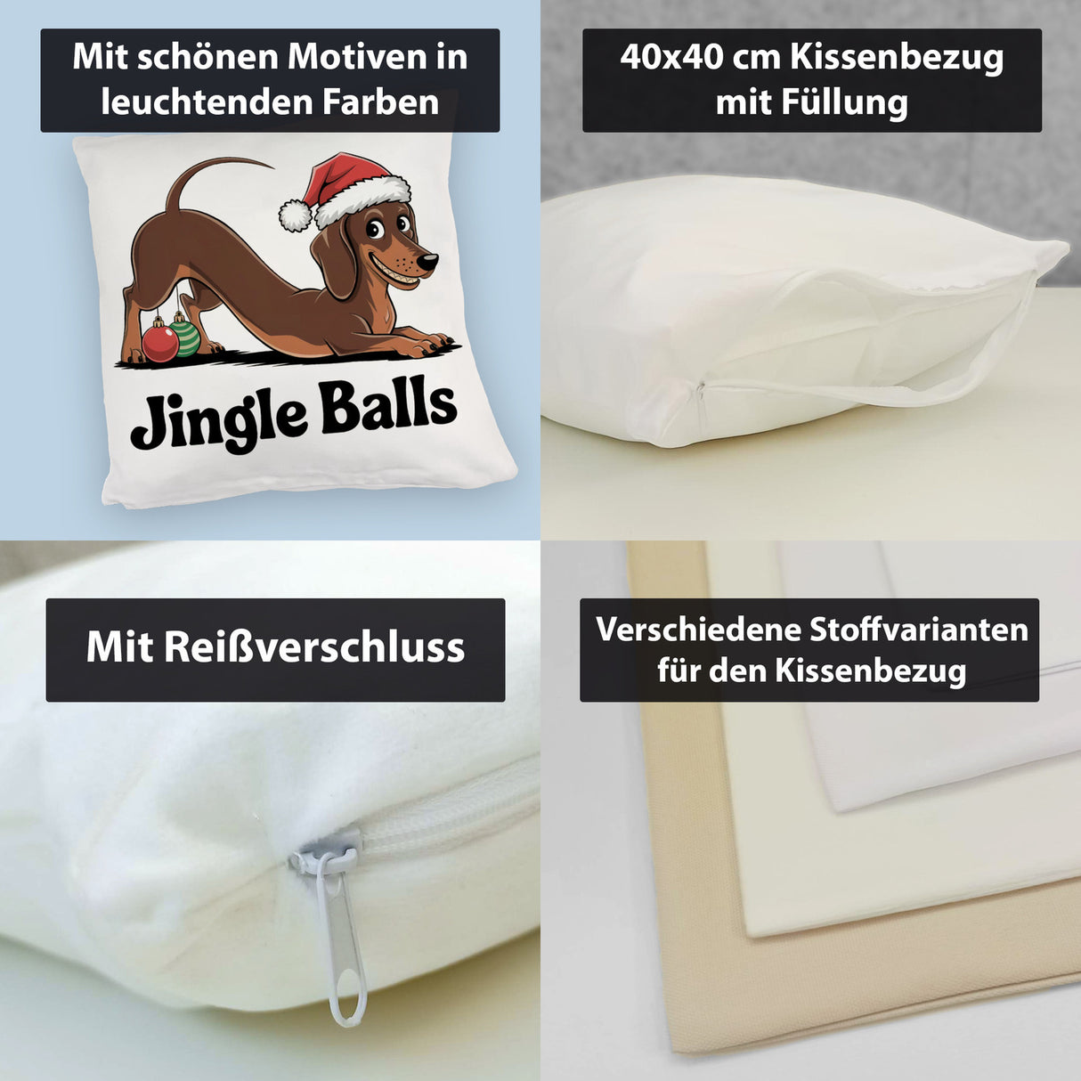 Dackel Weihnachten Jingle Balls Kissen