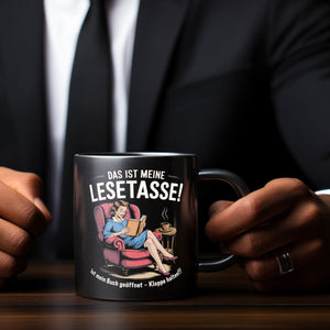 LeseTasse - Buch geöffnet Klappe halten Tasse