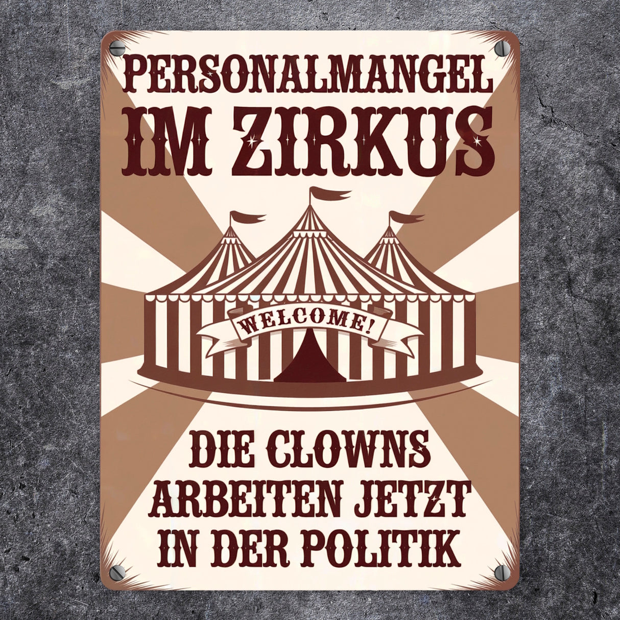 Zirkus - Clowns in der Politik Metallschild in 15x20 cm